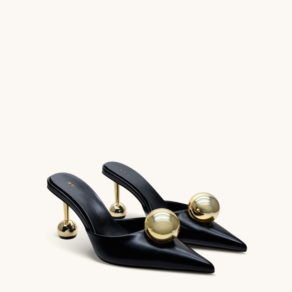 JWPEI Sofia Sphere Heel Mules - Black Size 6
